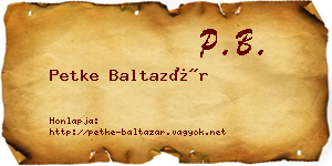 Petke Baltazár névjegykártya